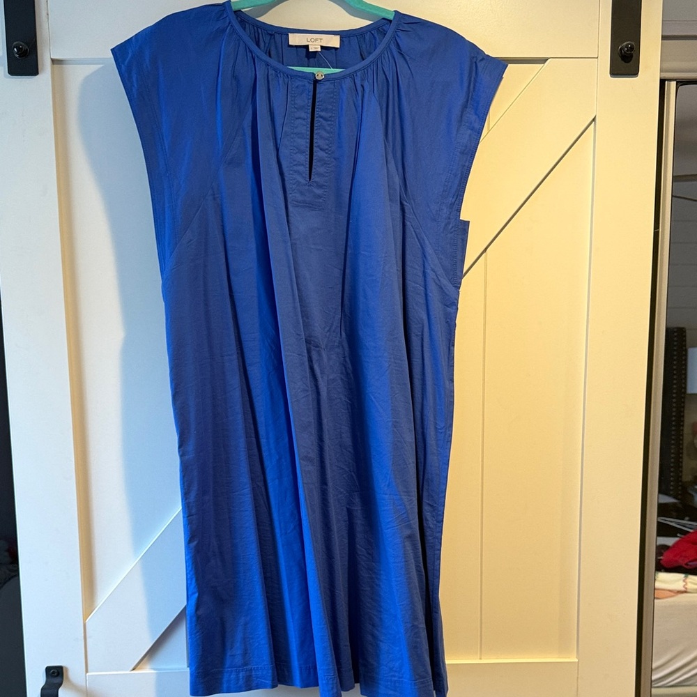 LOFT Women's Vibrant Blue Dress - Size L